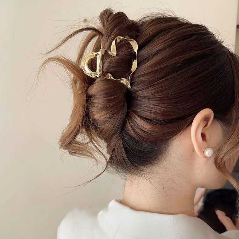 Spinka do włosów klamra ZŁOTE SERCE, metalowa mocna XL 5,5cm SP374 - obrazek 5