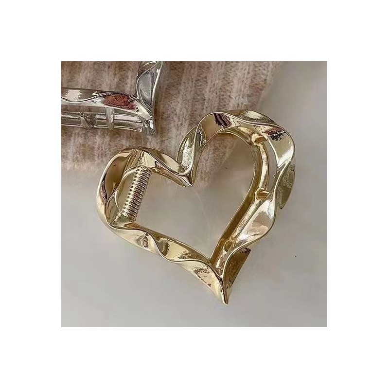 Spinka do włosów klamra ZŁOTE SERCE, metalowa mocna XL 5,5cm SP374 - obrazek 6