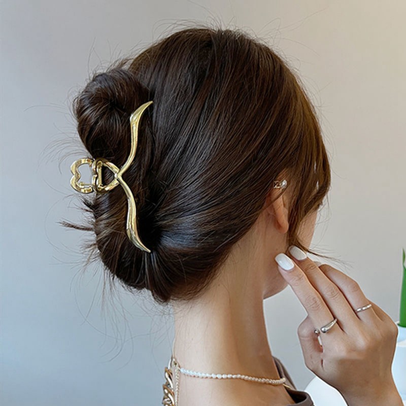 Spinka do włosów klamra ZŁOTA z SERCEM, metalowa mocna XL 11,5cm SP375 - obrazek 3