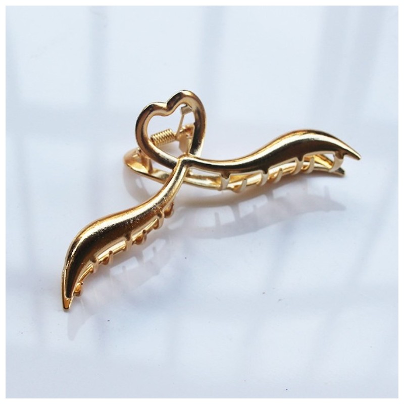 Spinka do włosów klamra ZŁOTA z SERCEM, metalowa mocna XL 11,5cm SP375 - obrazek 4