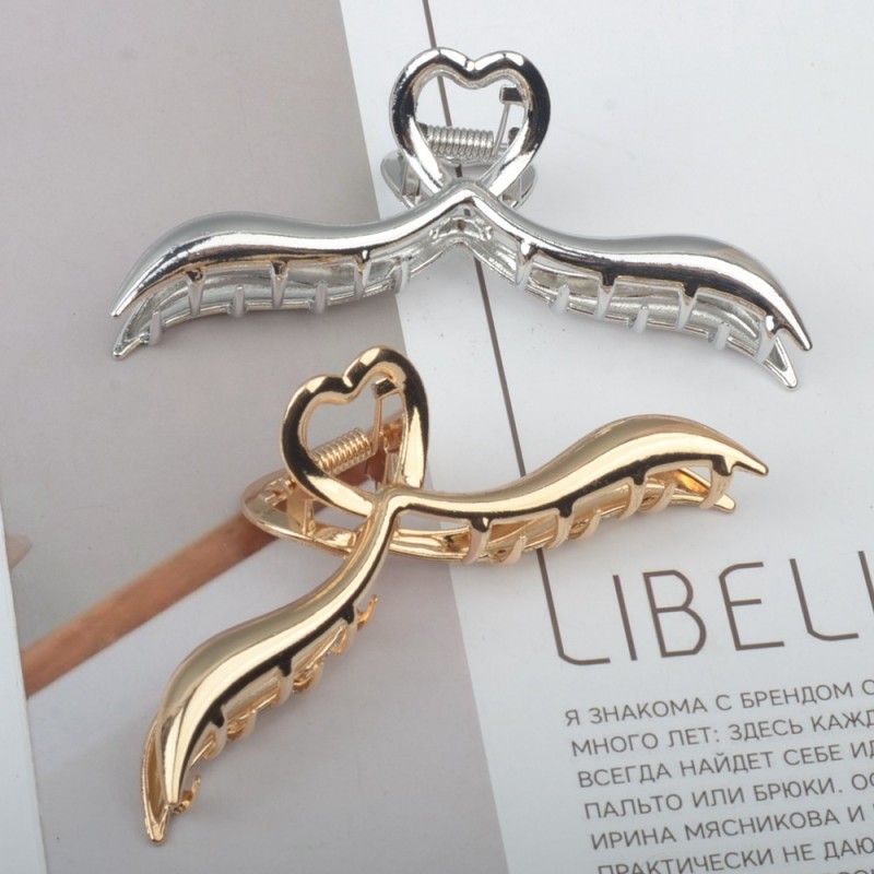 Spinka do włosów klamra ZŁOTA z SERCEM, metalowa mocna XL 11,5cm SP375 - obrazek 5