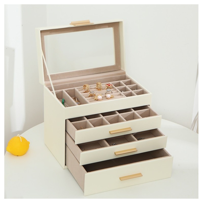 Ekskluzywna Szkatułka na biżuterię kuferek etui organizer złote uchwyty PD161 - obrazek 7