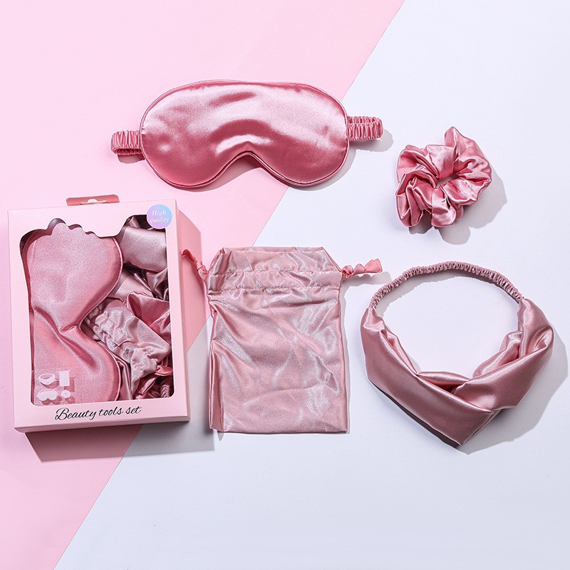 ZESTAW satynowych akcesoriów kosmetycznych, opaska do włosów, spania OPK19 - obrazek 4