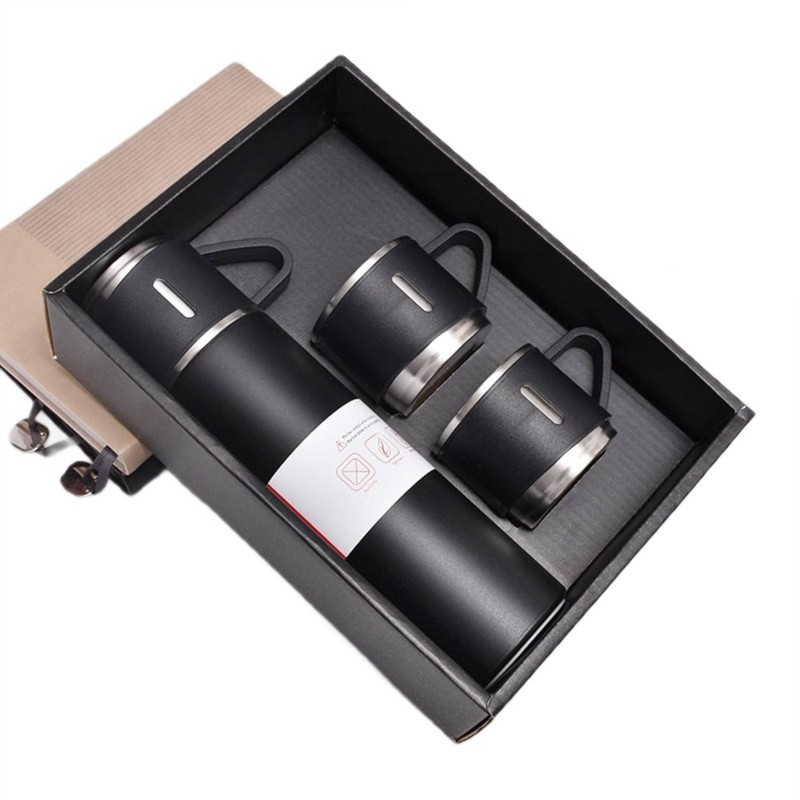 ZESTAW TERMOS Z 3 KUBKAMI zapakowany na prezent, 500Ml czarny BD24CZ - obrazek 3