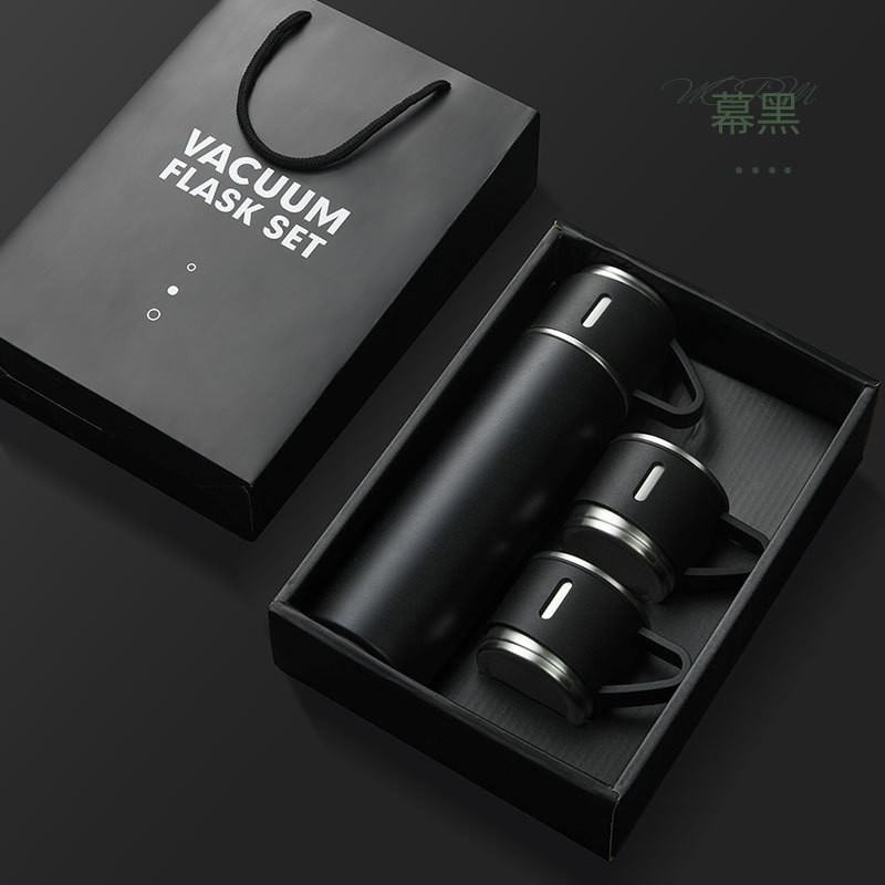 ZESTAW TERMOS Z 3 KUBKAMI zapakowany na prezent, 500Ml czarny BD24CZ - obrazek 4