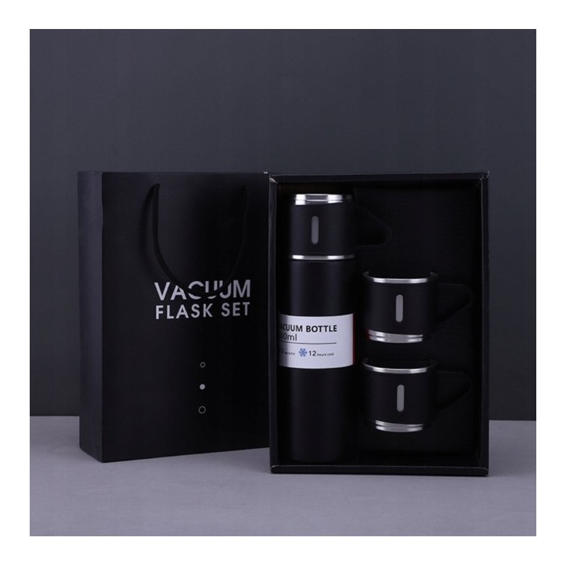 ZESTAW TERMOS Z 3 KUBKAMI zapakowany na prezent, 500Ml czarny BD24CZ - obrazek 5