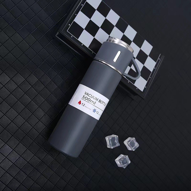 ZESTAW TERMOS Z 3 KUBKAMI zapakowany na prezent, 500ml szary BD24SZ - obrazek 4