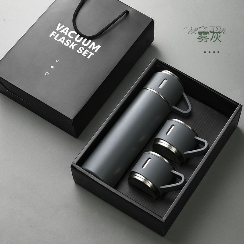 ZESTAW TERMOS Z 3 KUBKAMI zapakowany na prezent, 500ml szary BD24SZ - obrazek 5