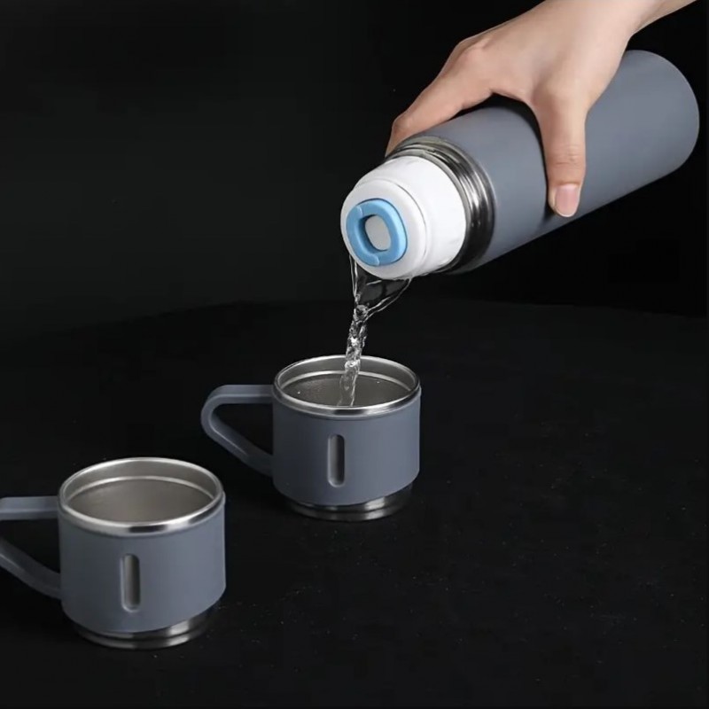 ZESTAW TERMOS Z 3 KUBKAMI zapakowany na prezent, 500ml szary BD24SZ - obrazek 7