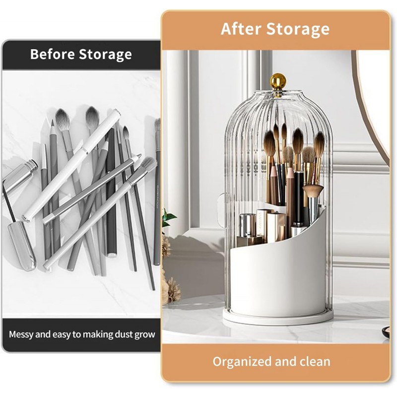 Organizer na pędzle, ryflowany obrotowy, otwierany biały 27 x 12,5 cm CB61B - obrazek 7