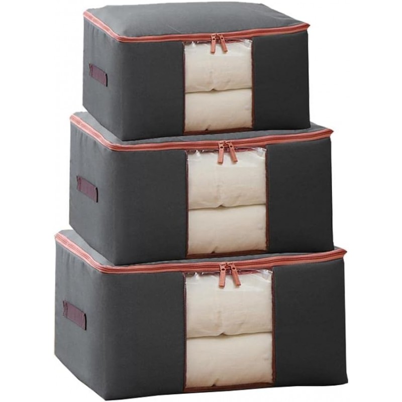 POKROWIEC Kufer NA POŚCIEL UBRANIA ORGANIZER TORBA grafitowa L 50x40x25cm OR105 - obrazek 3