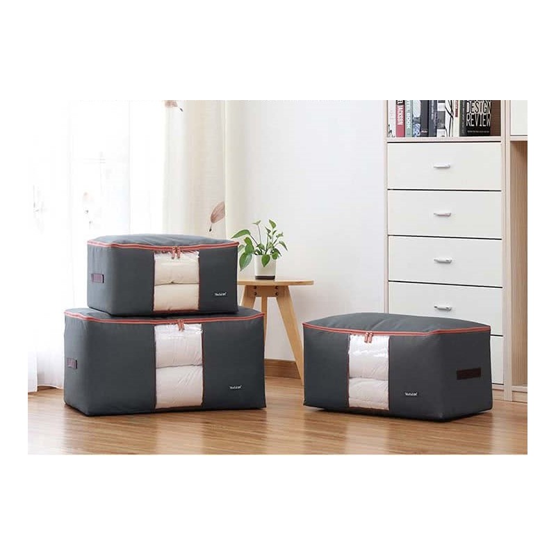 POKROWIEC Kufer NA POŚCIEL UBRANIA ORGANIZER TORBA grafitowa L 50x40x25cm OR105 - obrazek 4