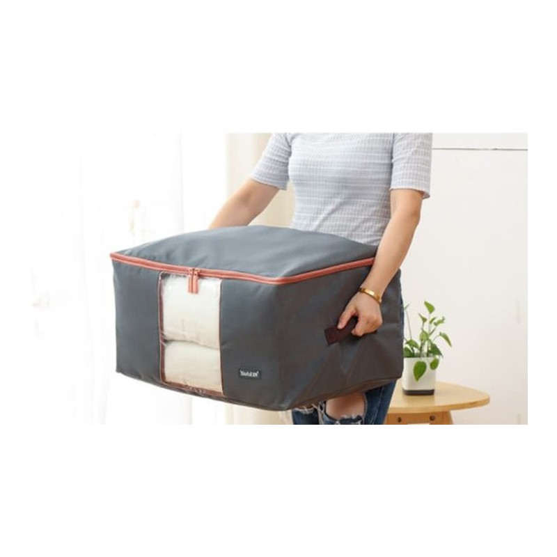 POKROWIEC Kufer NA POŚCIEL UBRANIA ORGANIZER TORBA grafitowa L 50x40x25cm OR105 - obrazek 6