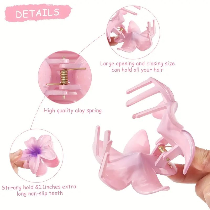 Spinka do włosów klamra XL kwiat ombre 7,5x8cm SP269FIO - obrazek 4