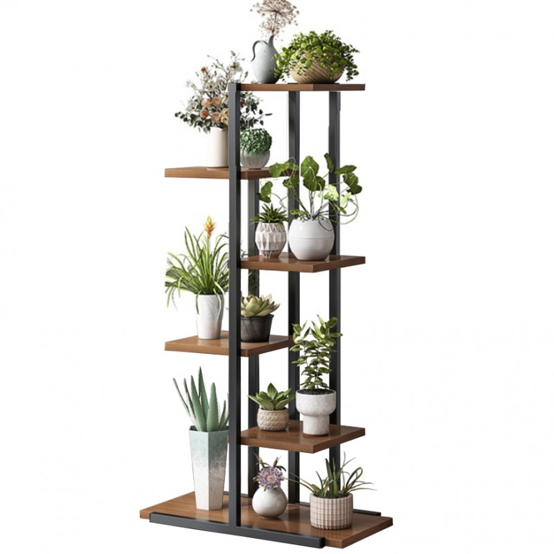 Kwietnik, regał, stojak na kwiaty 113x60x20cm czarno- brązowy SZ16CZ - obrazek 3