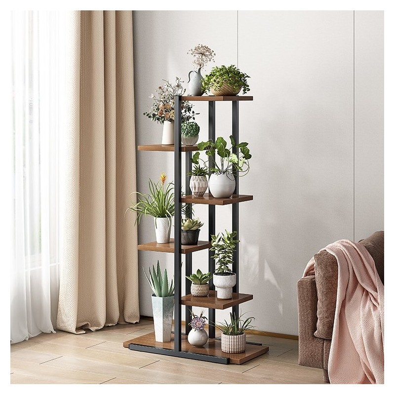 Kwietnik, regał, stojak na kwiaty 113x60x20cm czarno- brązowy SZ16CZ - obrazek 4