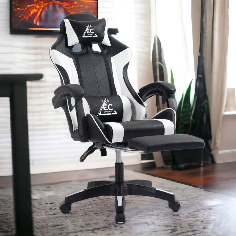 Fotel gamingowy obrotowy z podnóżkiem EC GAMING masażer KO24B - obrazek 4