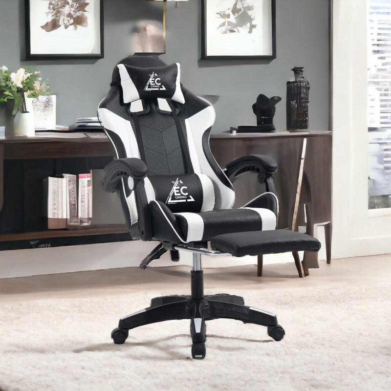 Fotel gamingowy obrotowy z podnóżkiem EC GAMING masażer KO24B - obrazek 5