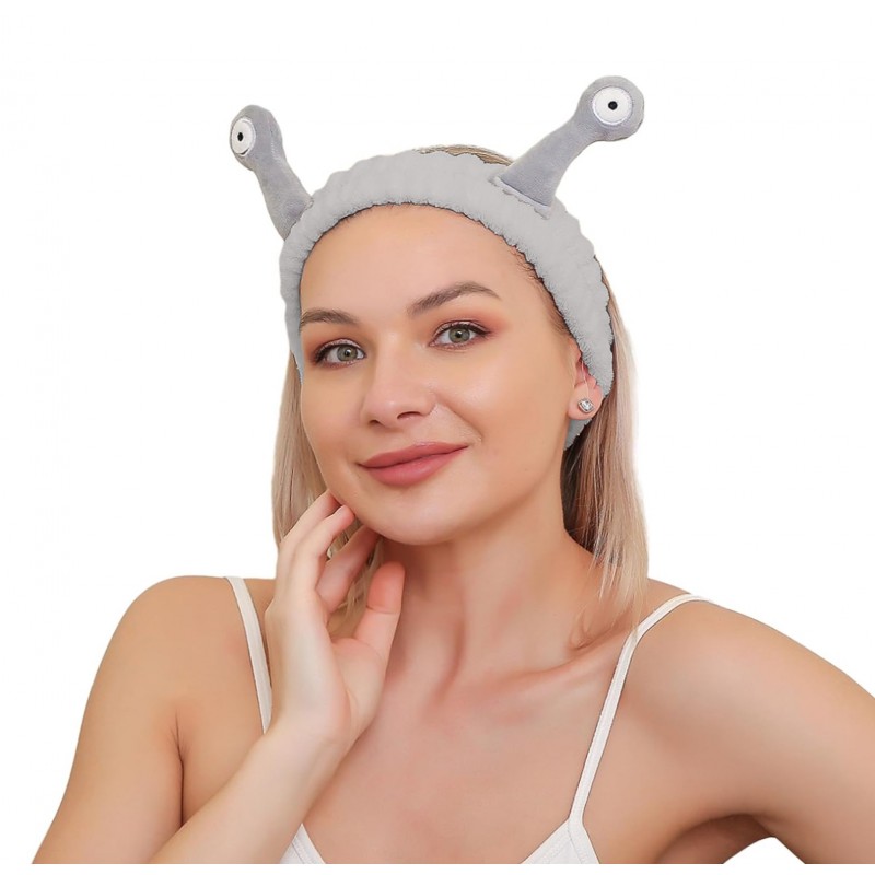 Opaska kosmetyczna do włosów ślimak, szara pluszowa 20x5cm OPK22SZ - obrazek 3