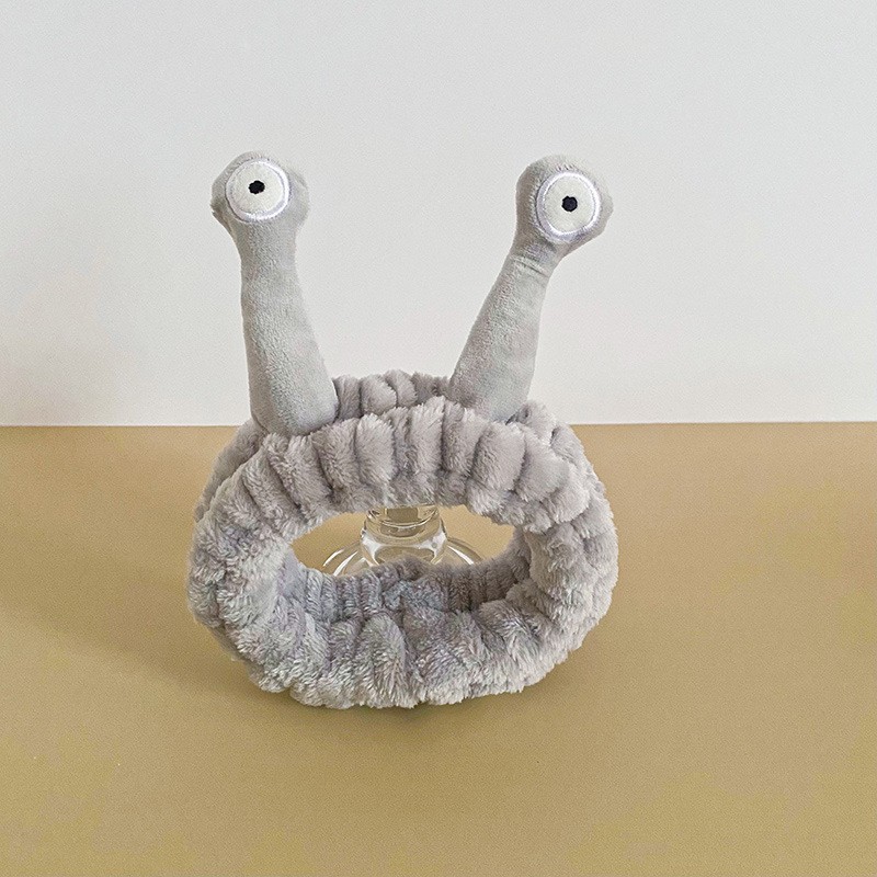 Opaska kosmetyczna do włosów ślimak, szara pluszowa 20x5cm OPK22SZ - obrazek 5