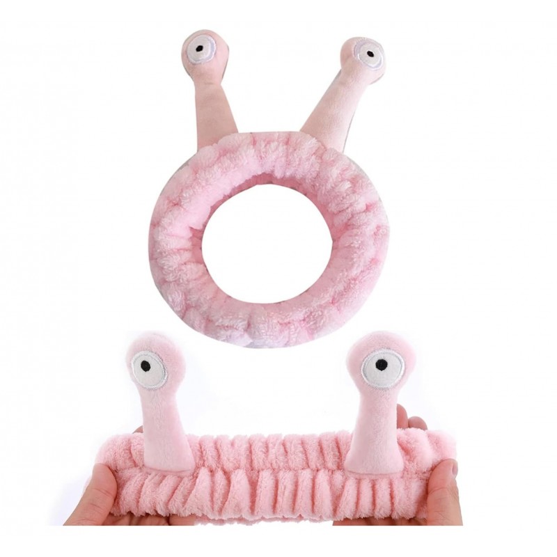 Opaska kosmetyczna do włosów ślimak, różowa pluszowa 20x5cm OPK22R - obrazek 4