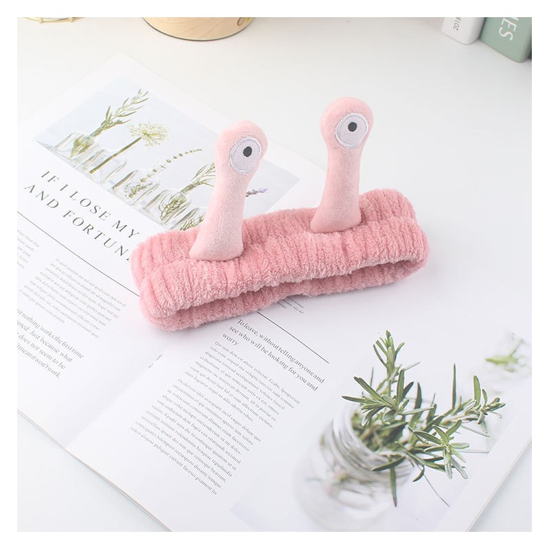 Opaska kosmetyczna do włosów ślimak, różowa pluszowa 20x5cm OPK22R - obrazek 5