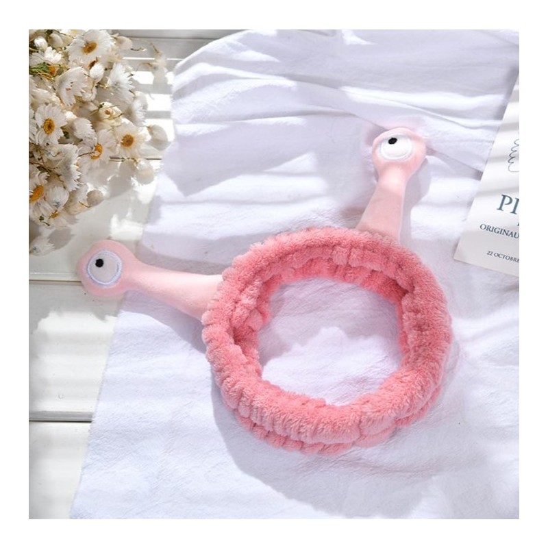 Opaska kosmetyczna do włosów ślimak, różowa pluszowa 20x5cm OPK22R - obrazek 6