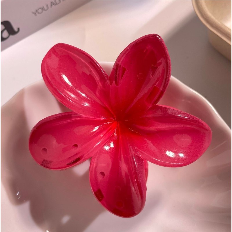 Spinka do włosów klamra XL kwiat czerwony ombre 7,5 x 8 cm SP287 - obrazek 3