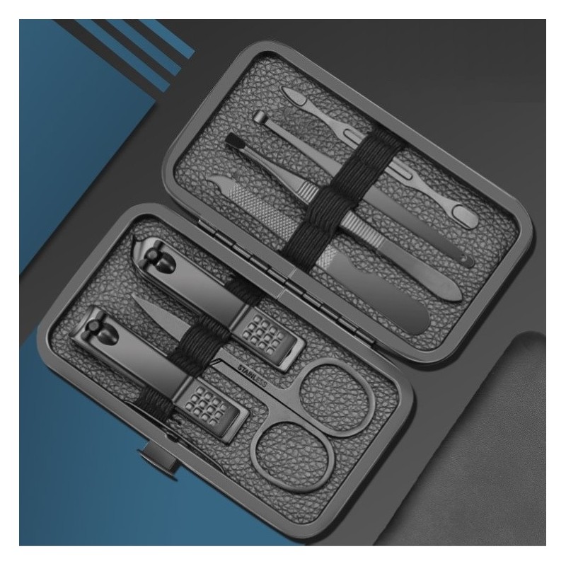 Zestaw akcesoriów do manicure, pedicure w etui, czarny 12w1 AK21 - obrazek 4