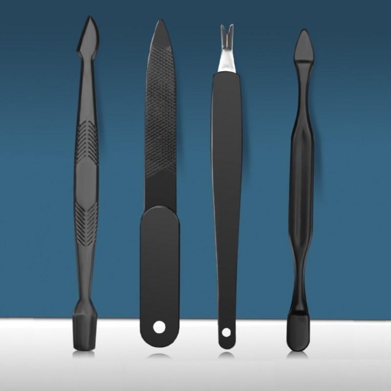 Zestaw akcesoriów do manicure, pedicure w etui, czarny 12w1 AK21 - obrazek 7