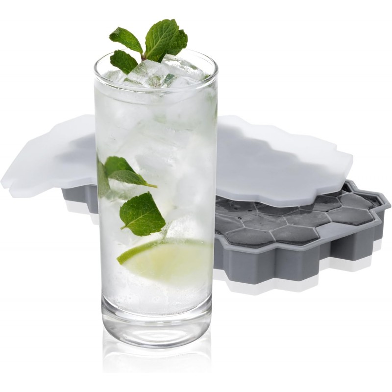 Foremki silikonowe do kostek lodów 37 ośmiokątnych kostek, szary FNL03 - obrazek 3