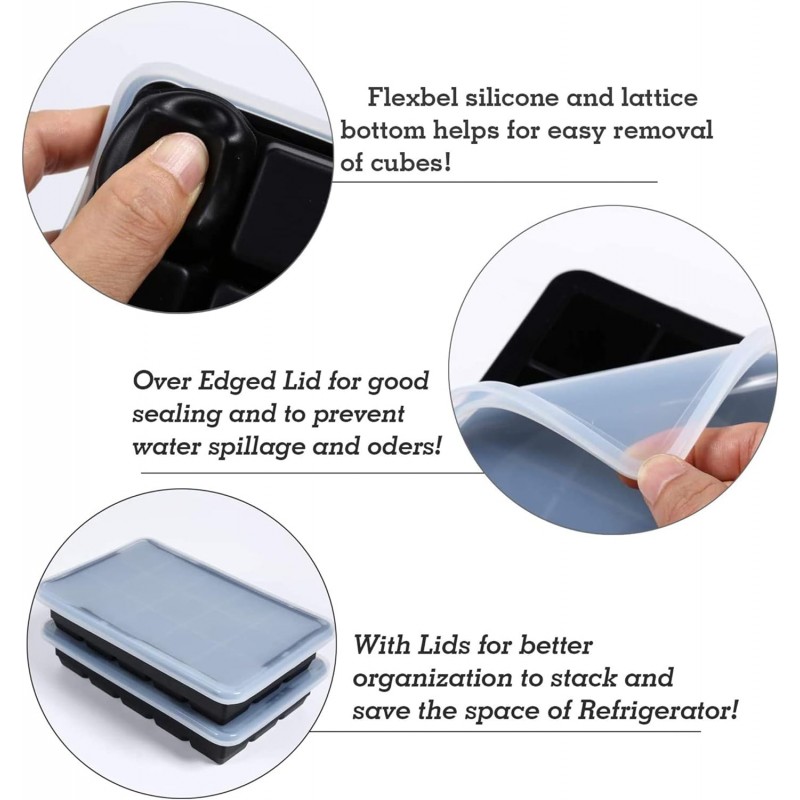 Foremki silikonowe do kostek lodów 15 kostek, szary FNL04 - obrazek 6