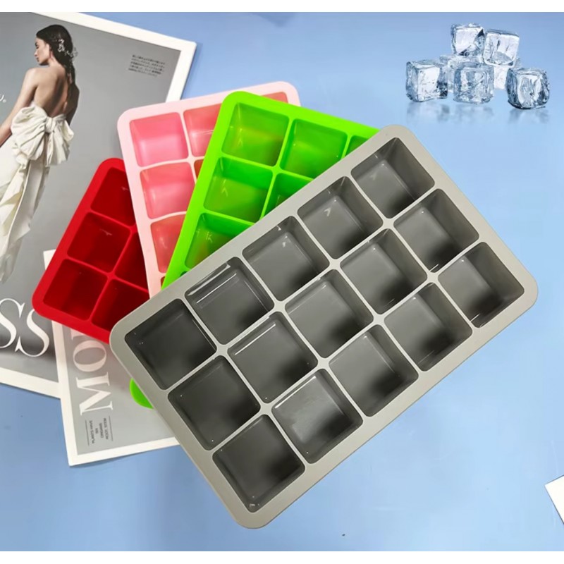 Foremki silikonowe do kostek lodów 15 kostek, szary FNL04 - obrazek 7