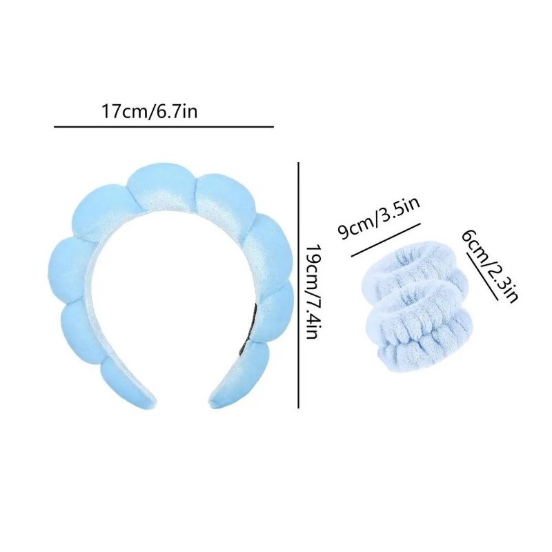 Zestaw opasek kosmetycznych na głowę i nadgarstki 17 x 19 cm róż O536R - obrazek 4
