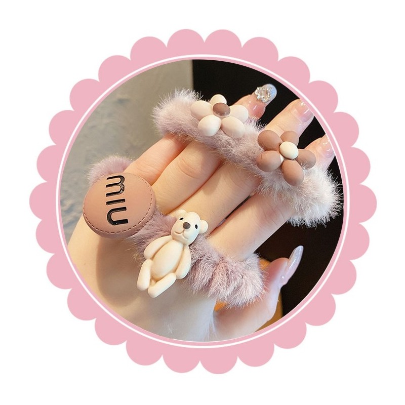 Zestaw frotek gumek do włosów 5w1 na plakietce PUCHATE GUM174 - obrazek 4