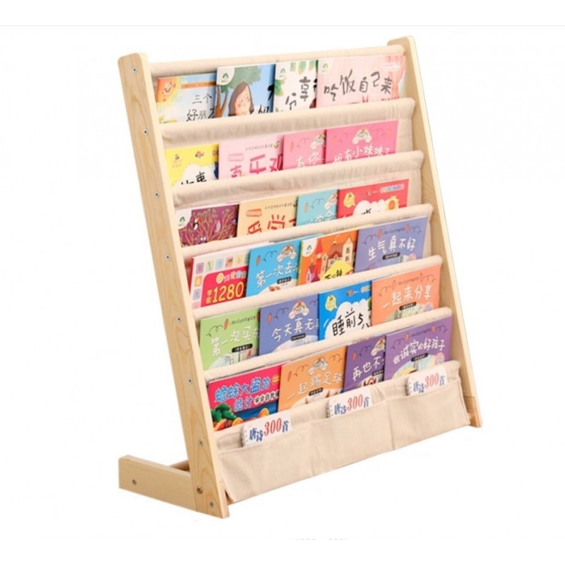 Regał, 6 poziomowy stojak, organizer na książki z kieszonkami 79 x 60 cm SZ45 - obrazek 3