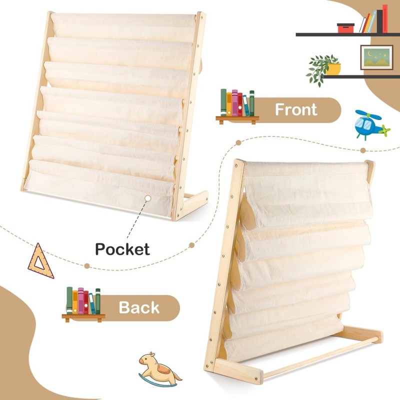 Regał, 6 poziomowy stojak, organizer na książki z kieszonkami 79 x 60 cm SZ45 - obrazek 6