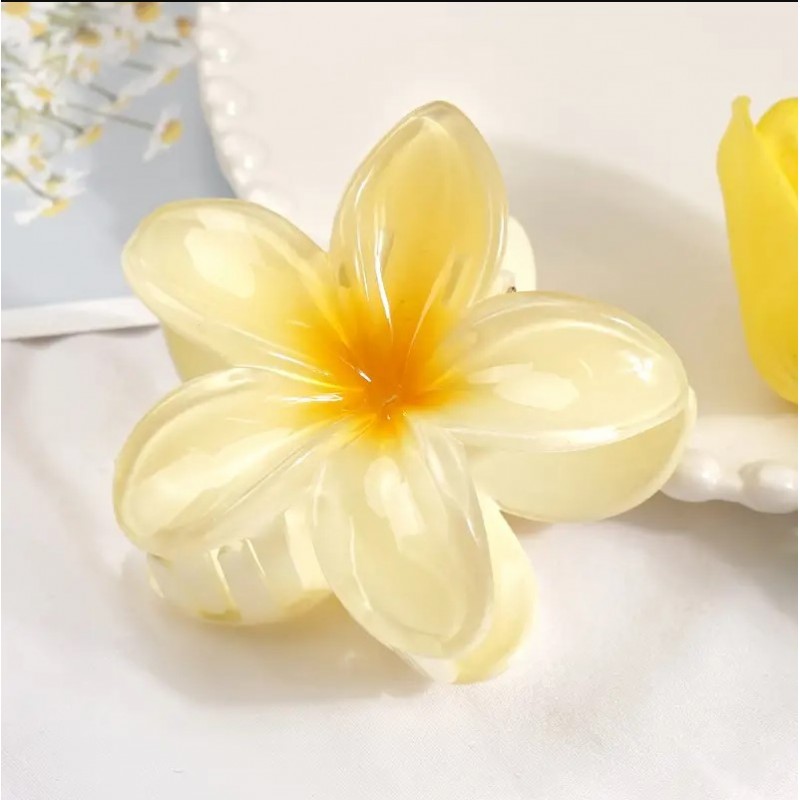 Spinka do włosów klamra XL kwiat ombre żółty 7,5x8cm SP269ZO - obrazek 3