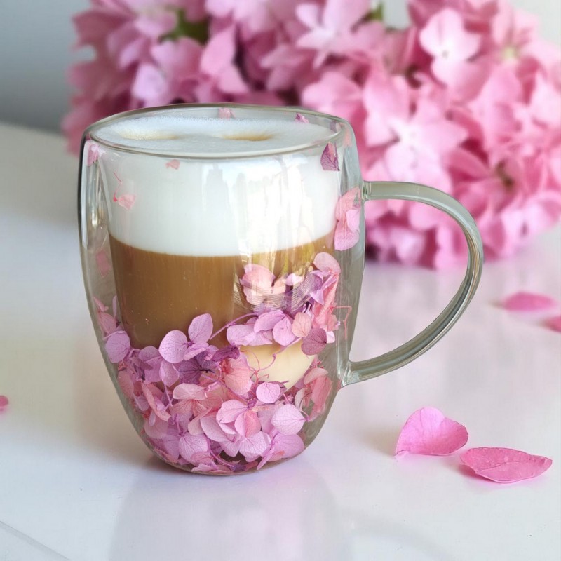 Szklanka termiczna z kwiatami w środku, gipsówka hortensje róż 300 ml 1szt SZK165 - obrazek 3