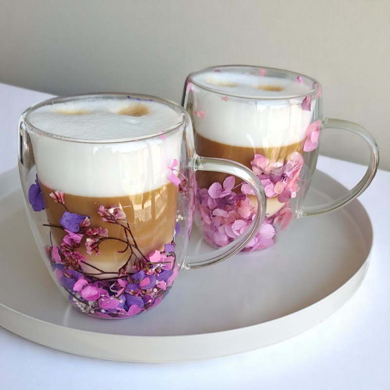 Szklanka termiczna z kwiatami w środku, gipsówka hortensje róż 300 ml 1szt SZK165 - obrazek 4