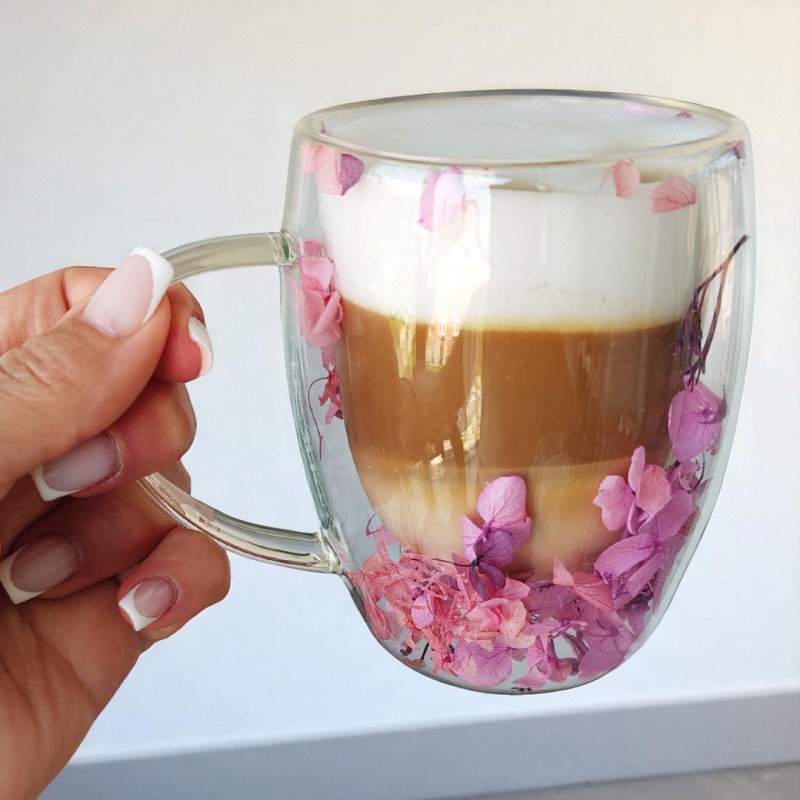 Szklanka termiczna z kwiatami w środku, gipsówka hortensje róż 300 ml 1szt SZK165 - obrazek 5