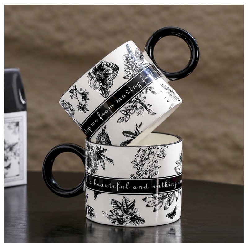 Zestaw kubków 2szt w pudełku ozdobnym TO YOU czarno białe 310ml KB11 - obrazek 3