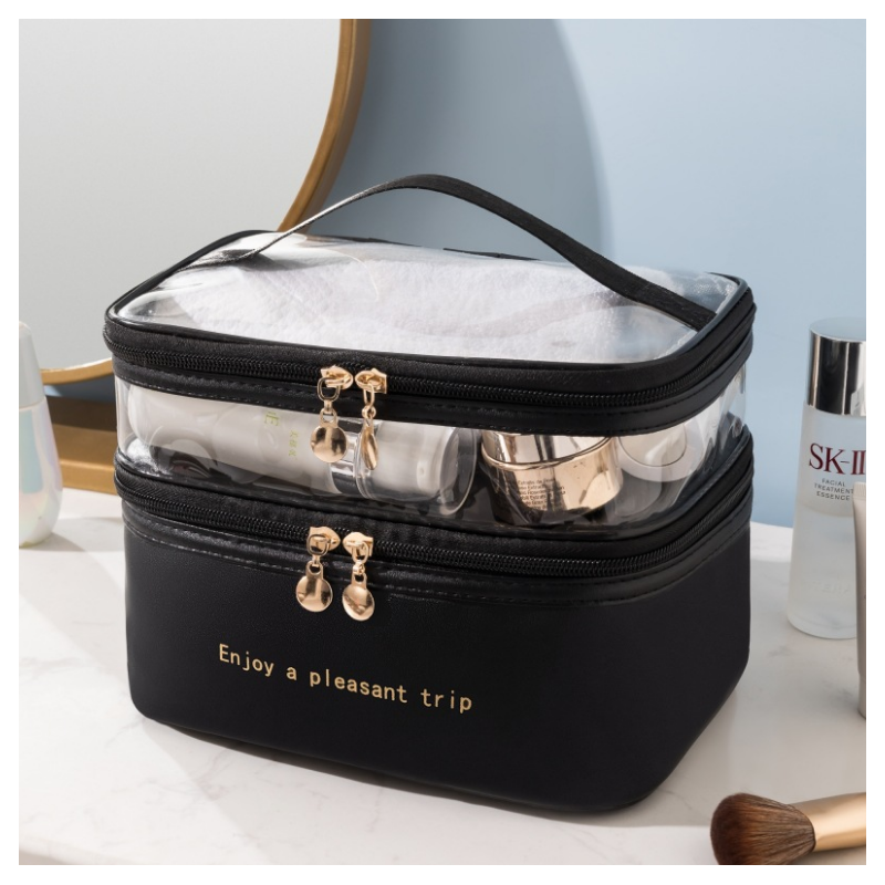 Kosmetyczka rozkładana 2 poziomowa 17x23x15cm różowa KS92WZ4 - obrazek 6