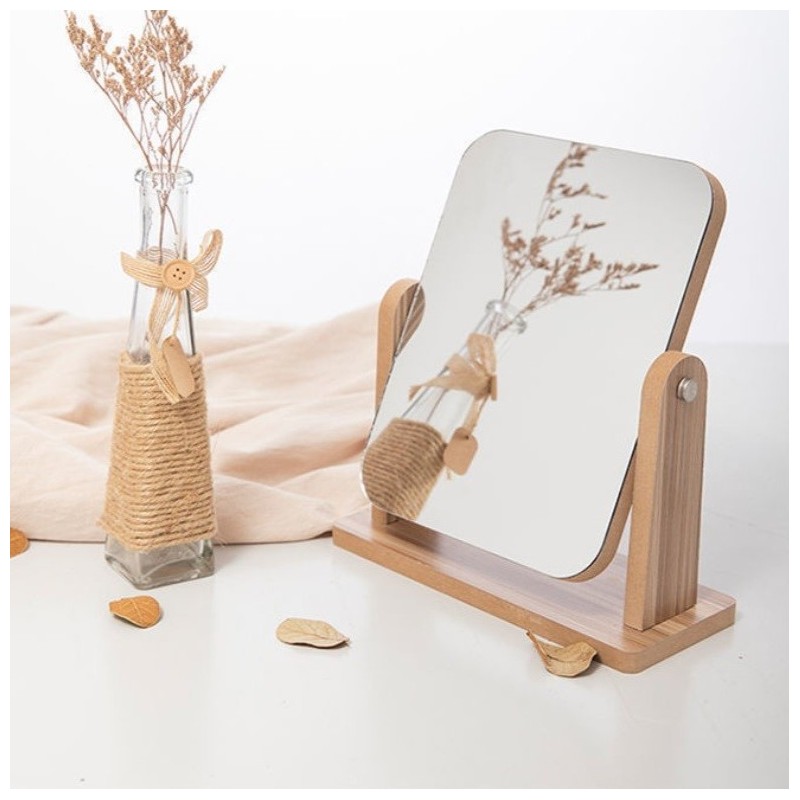 Lusterko kosmetyczne stojące drewniane prostokątne 23,5x19cm L7BR - obrazek 3