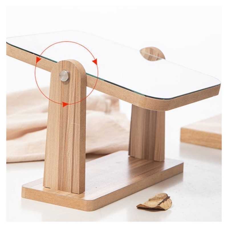 Lusterko kosmetyczne stojące drewniane prostokątne 23,5x19cm L7BR - obrazek 4