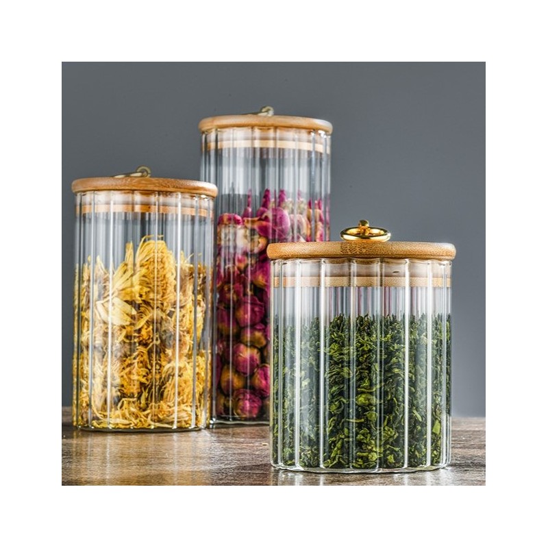 Cukiernica, pojemnik ryflowany z przykrywką bambusowa, rozm. S, 550 ml 1szt SZK167 - obrazek 3