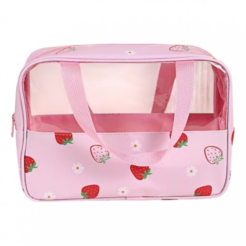 Kosmetyczka rozkładana przenośna kuferek rozmiar M 31x10x20cm TRUSKAWKI KS148 - obrazek 4