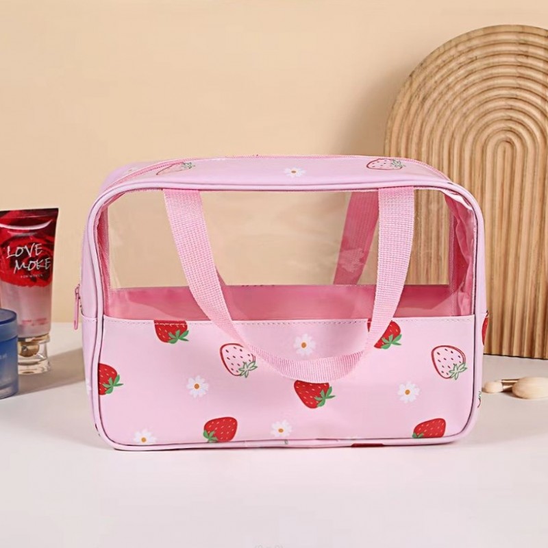 Kosmetyczka rozkładana przenośna kuferek rozmiar M 31x10x20cm TRUSKAWKI KS148 - obrazek 5