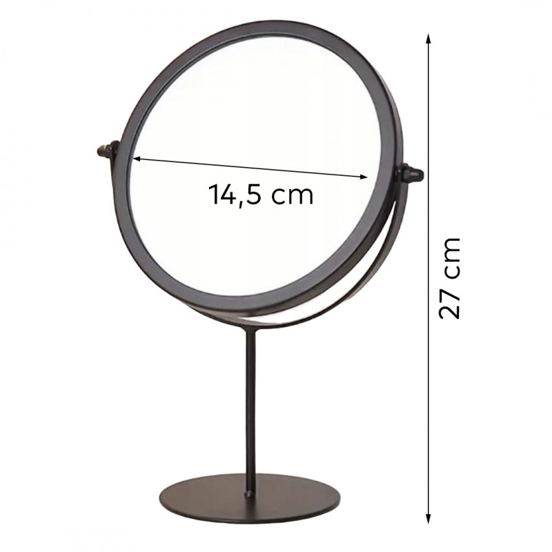 Lusterko kosmetyczne stojące czarne jednostronne wysokość 27cm L14CZ - obrazek 4