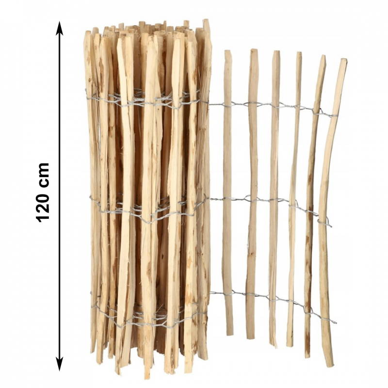 Płotek ogrodowy LESZCZYNOWY, obrzeża łupanka długość 5m, wys. 120cm OA04WZ3 - obrazek 3